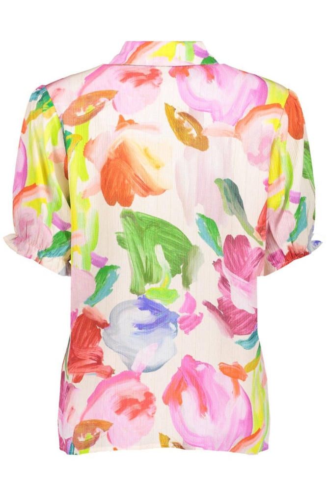BLOUSE 53469 20 Off-White/Green/Pink